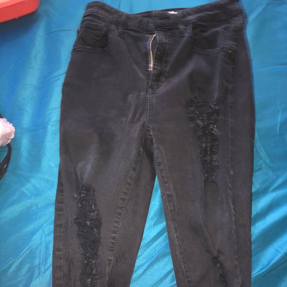 Ripped guess super high rise jeans